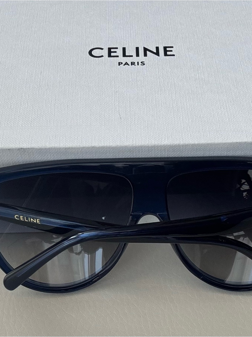 Celine Navy Oversized Shield Sunglasses - Picture 2 of 3